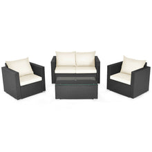 Load image into Gallery viewer, 4Pcs Patio Rattan Cushioned Furniture Set-White