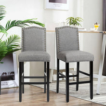 Load image into Gallery viewer, Set of 2 Counter Height Dining Side Barstools with Thick Cushion-Gray