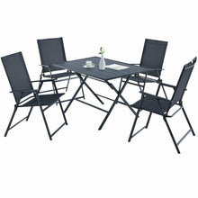 Load image into Gallery viewer, 5 Piece Patio Dining Furniture Set with 4 Armchairs and 1 Dining Table-Gray