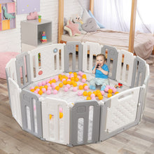 Load image into Gallery viewer, 16 Panels Baby Safety Playpen with Drawing Board-Gray