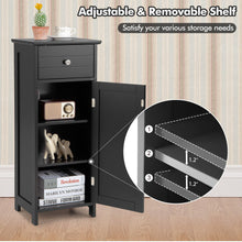 Load image into Gallery viewer, Wooden Bathroom Floor Storage Cabinet with Drawer and Shelf-Black
