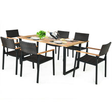 Load image into Gallery viewer, 7 Pieces Outdoor Patio Rattan Dining Furniture Table Set with Wicker Chairs
