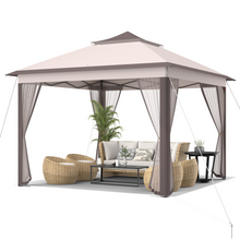 Load image into Gallery viewer, 11 x 11 Feet 2-Tier Pop-Up Gazebo Tent Portable Canopy Shelter Carry Bag Mesh