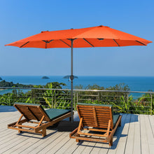 Load image into Gallery viewer, 15 Feet Double-Sided Patio Umbrellawith 12-Rib Structure-Orange