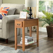 Load image into Gallery viewer, 2 Pieces 2 Tier Sofa Side End Table with Drawer and Open Shelf-Yellow