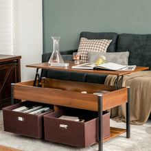 Load image into Gallery viewer, Lift Top Coffee Table Central Table with Drawers and Hidden Compartment for Living Room-Brown