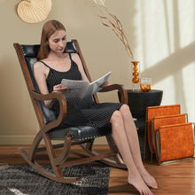 Load image into Gallery viewer, Modern Rocking Chair with PU Cushion and Rubber Wood Frame-Black