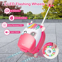 Load image into Gallery viewer, 16 Inch Kids Rolling Luggage with 2 Flashing Wheels and Telescoping Handle-Pink