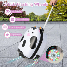 Load image into Gallery viewer, 16 Inch Kids Rolling Luggage with 2 Flashing Wheels and Telescoping Handle-Black & White