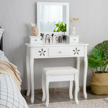 Load image into Gallery viewer, Vanity Modern Carved Table and Stool Set with Mirror 3 Drawers