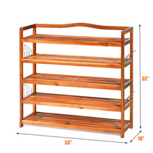 Load image into Gallery viewer, 5-Tier Wood Shoe Rack Freestanding Large Shoe Storage Organizer