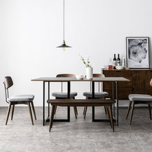Load image into Gallery viewer, 6 Person Industrial Dining Table Rectangular Kitchen Table with Metal Frame-Light Brown Desk