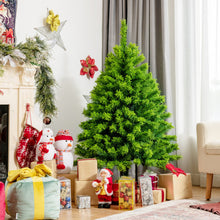 Load image into Gallery viewer, 4.5 Feet Pre-Lit Hinged Christmas Tree Green Flocked with 392 Tips and 150 LED Lights