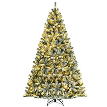 Load image into Gallery viewer, 8 Feet Pre-lit Snow Flocked Christmas Tree with Tips and Metal Stand-8 ft