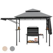 Load image into Gallery viewer, 13.5 x 4 Feet Patio BBQ Grill Gazebo Canopy with Dual Side Awnings-Gray