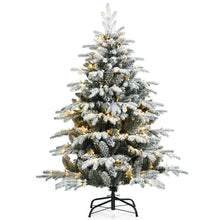Load image into Gallery viewer, 4.5 Feet Pre-Lit Snow Flocked Hinged Artificial Christmas Tree with 120 LED Lights