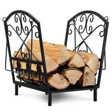 Load image into Gallery viewer, Decorative Firewood Rack with Handles and Raised Legs