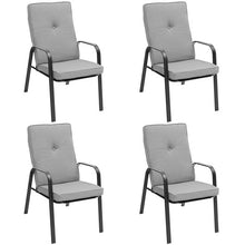 Load image into Gallery viewer, 4 Patio Dining Stackable Chairs Set with High-Back Cushions