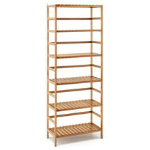Load image into Gallery viewer, 6-Tier Bamboo Bookshelf with Adjustable Shelves-Natural