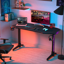 Load image into Gallery viewer, 55 Inch T-shaped Computer Desk with Full Mouse Pad and LED Lights