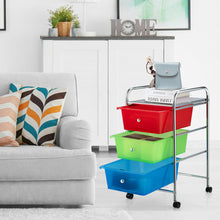 Load image into Gallery viewer, 3-Drawer Rolling Storage Cart with Plastic Drawers for Office-RGB