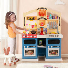 Load image into Gallery viewer, 69 Pieces Kitchen Playset Toys with Realistic Lights and Sounds-Blue