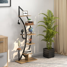 Load image into Gallery viewer, 6 Tier 9 Potted Metal Plant Stand Holder Display Shelf with Hook-Natural