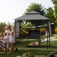 Load image into Gallery viewer, 13.5 x 4 Feet Patio BBQ Grill Gazebo Canopy with Dual Side Awnings-Gray