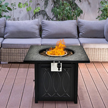 Load image into Gallery viewer, 32 Inch Propane Fire Pit Table Square Tabletop with Lava Rocks Cover 50000 BTU-Black