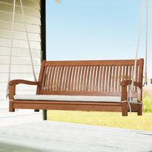 Load image into Gallery viewer, 2-Person Hanging Porch Swing Wood Bench with Cushion Curved Back