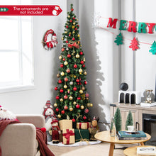 Load image into Gallery viewer, 7 Feet Pre-lit PVC Artificial Half Christmas Tree with 450 Branch Tips and 150 LED