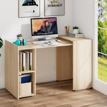 Load image into Gallery viewer, Extendable Computer Desk for Small Space with Mobile Shelves-Natural