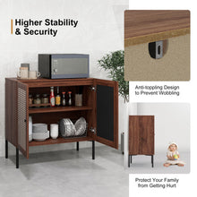 Load image into Gallery viewer, Kitchen Sideboard with 2 Rattan Doors and Adjustable Shelf-Walnut
