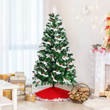 Load image into Gallery viewer, Unlit Snowy Hinged Christmas Tree with Mixed Tips and Red Berries-6'