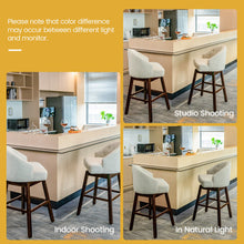 Load image into Gallery viewer, Set of 2 Swivel Bar Stools Tufted Bar Height Pub Chairs with Rubber Wood Legs-Beige