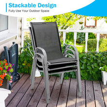 Load image into Gallery viewer, 4 Pieces Stackable Patio Dining Chairs Set with Armrest-Black