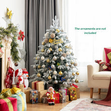 Load image into Gallery viewer, 4.5 Feet Pre-Lit Snow Flocked Hinged Artificial Christmas Tree with 120 LED Lights