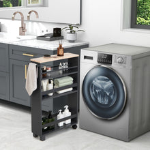 Load image into Gallery viewer, 4-Tier Slim Kitchen Storage Cart Narrow Slide Out Trolley Adjustable Shelf-Gray