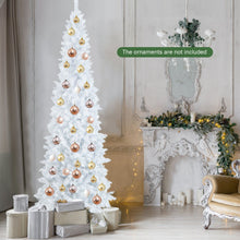 Load image into Gallery viewer, 7 Feet Pre-Lit Hinged Pencil Christmas Tree White with 300 LED Lights and 8 Flash Modes