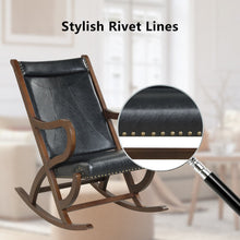 Load image into Gallery viewer, Modern Rocking Chair with PU Cushion and Rubber Wood Frame-Black