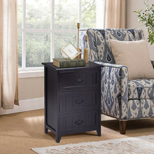 Load image into Gallery viewer, 3 Drawers End Storage Wood Side Nightstand-Black