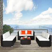 Load image into Gallery viewer, 7 pcs Patio Rattan Furniture Set Sectional Sofa Cushioned
