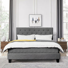 Load image into Gallery viewer, Queen Size Upholstered Panel Bed With Linen Panel