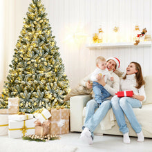 Load image into Gallery viewer, 8 Feet Pre-lit Snow Flocked Christmas Tree with Tips and Metal Stand-8 ft