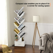 Load image into Gallery viewer, 10-tier Tree Bookshelf with Drawer Free-standing Storage Bookcase