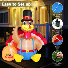 Load image into Gallery viewer, 6 Feet Thanksgiving Inflatable Turkey with Pumpkin Fall Harvest Decor with Lights