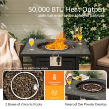 Load image into Gallery viewer, 32 Inch Propane Fire Pit Table Square Tabletop with Lava Rocks Cover 50000 BTU-Black