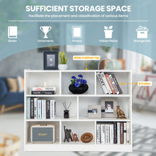 Load image into Gallery viewer, 3-Tier Open Bookcase 8-Cube Floor Standing Storage Shelves Display Cabinet-White