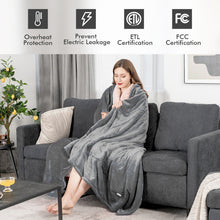 Load image into Gallery viewer, 84 x 62 Inch Heated Blanket Electric Throw with 5 Heating Levels-Gray