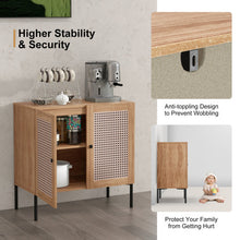 Load image into Gallery viewer, Kitchen Sideboard with 2 Rattan Doors and Adjustable Shelf-Natural